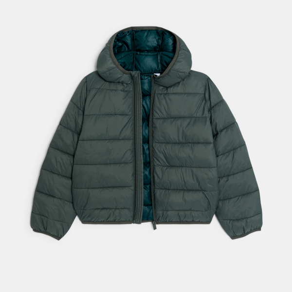 معطف منفوخ، باللون الأخضر للفتيان